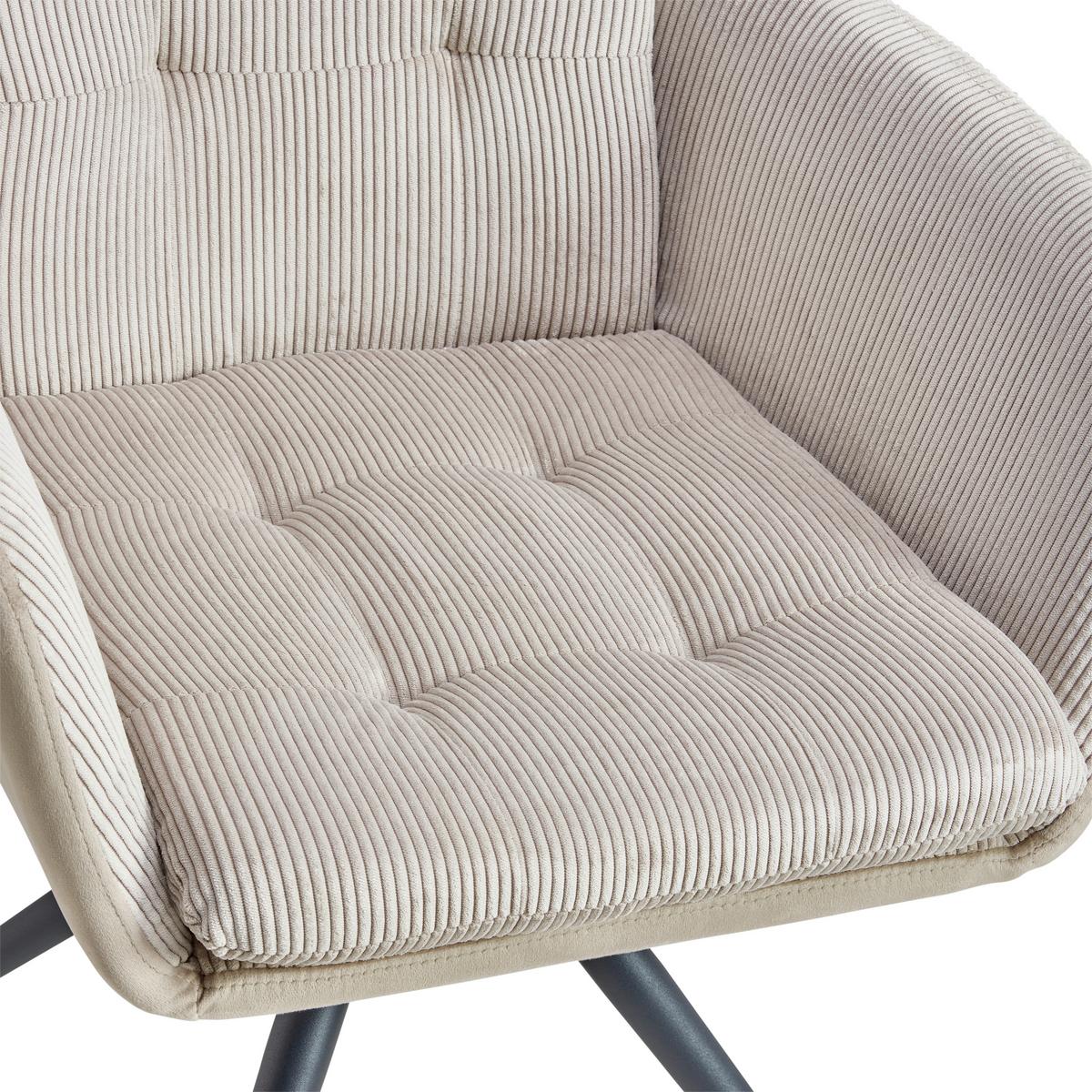 Armlehnstuhl Nizza - Beige/Schwarz, LIFESTYLE, Textil/Metall (60/94/64cm) - MID.YOU