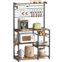 Regal Kitchen Shelf - Schwarz/Braun, MODERN, Holzwerkstoff/Metall (90/167/42cm) - MID.YOU