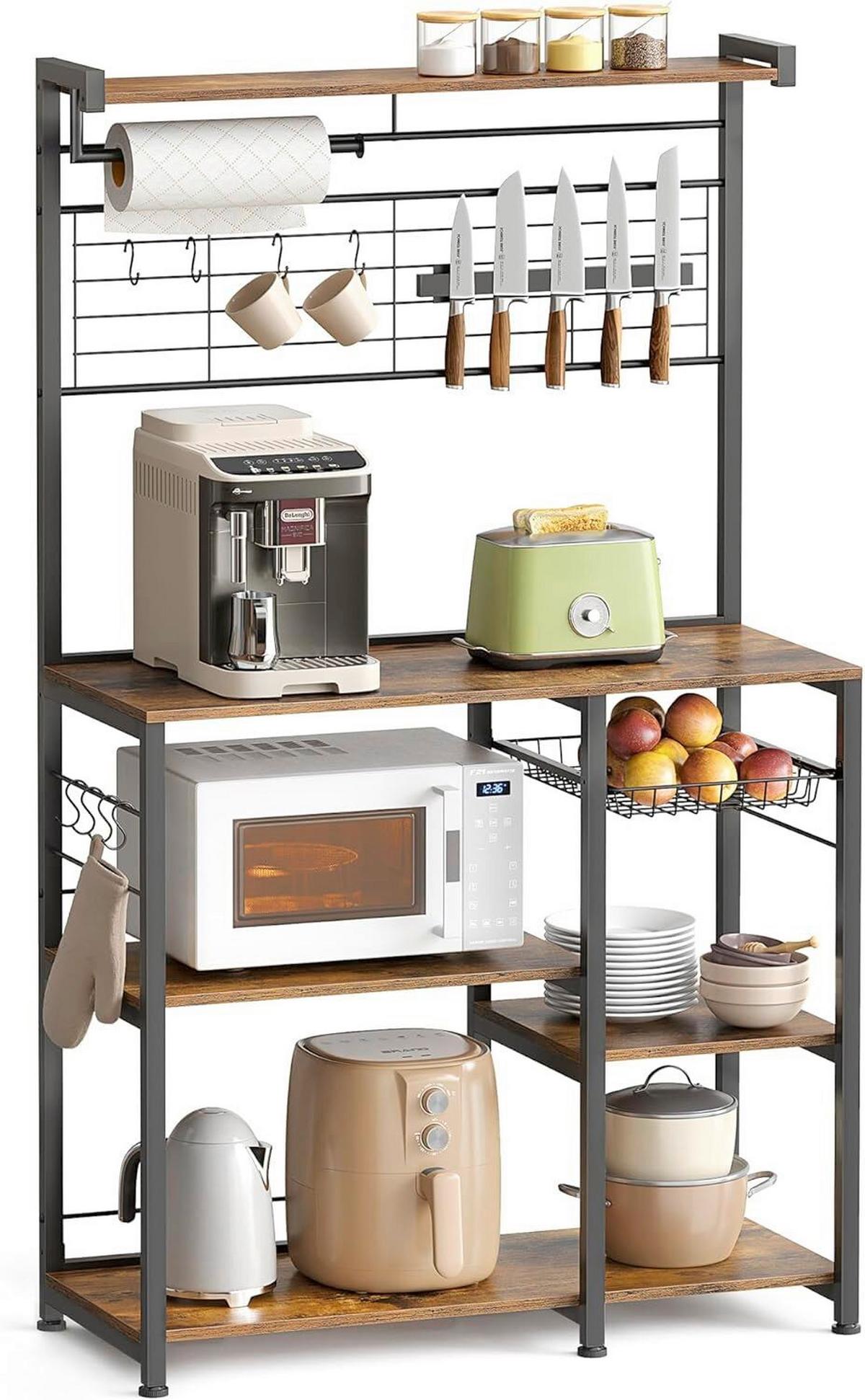 Regal Kitchen Shelf - Schwarz/Braun, MODERN, Holzwerkstoff/Metall (90/167/42cm) - MID.YOU