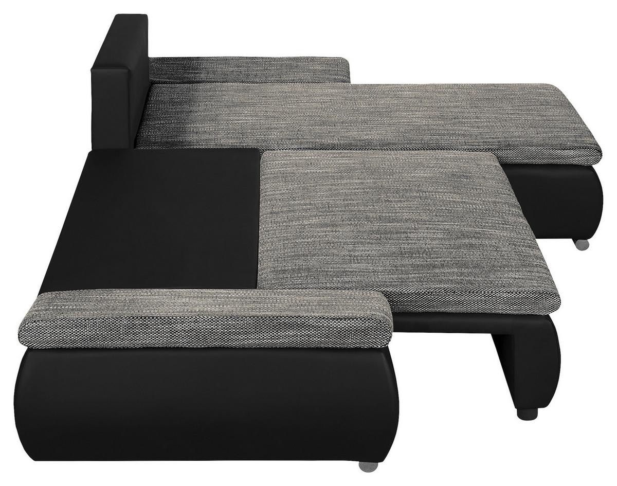 Ecksofa Acra Grau, Schwarz S:266x175cm - Chromfarben/Schwarz, Design, Textil (266/175cm) - Livetastic