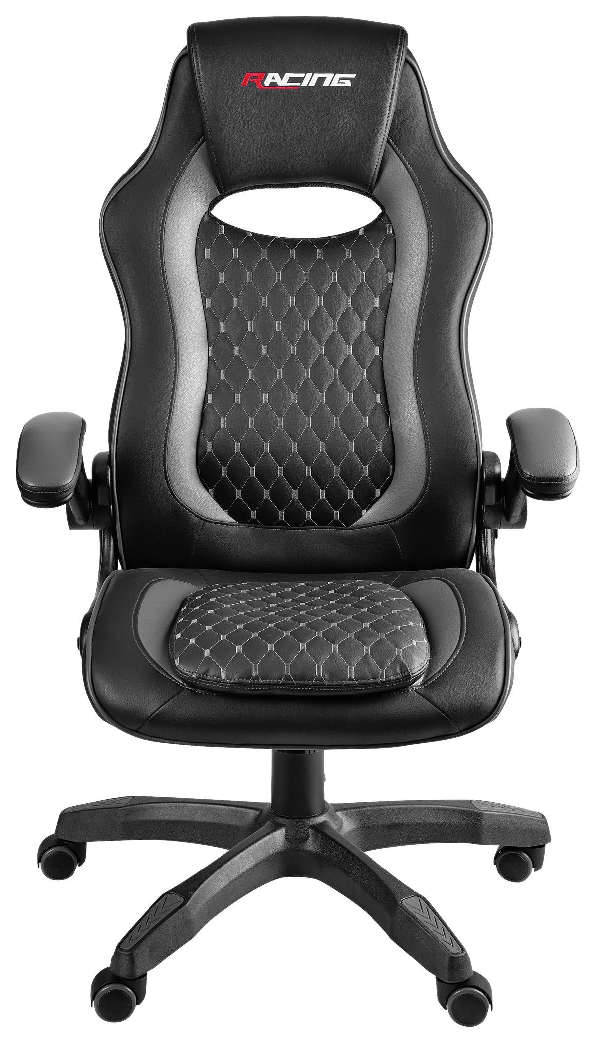 Gaming Stuhl Racing Kappa Mit Wippmechanik Schwarz/grau - Schwarz/Grau, Basics, Holz/Kunststoff (68,5/112-123/65,5cm)