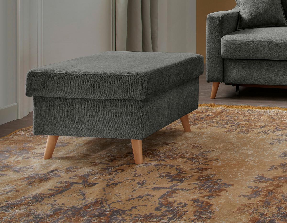 Hocker Valentina Anthrazit B: 61 cm - Anthrazit/Naturfarben, KONVENTIONELL, Textil (61/43/61cm) - P & B