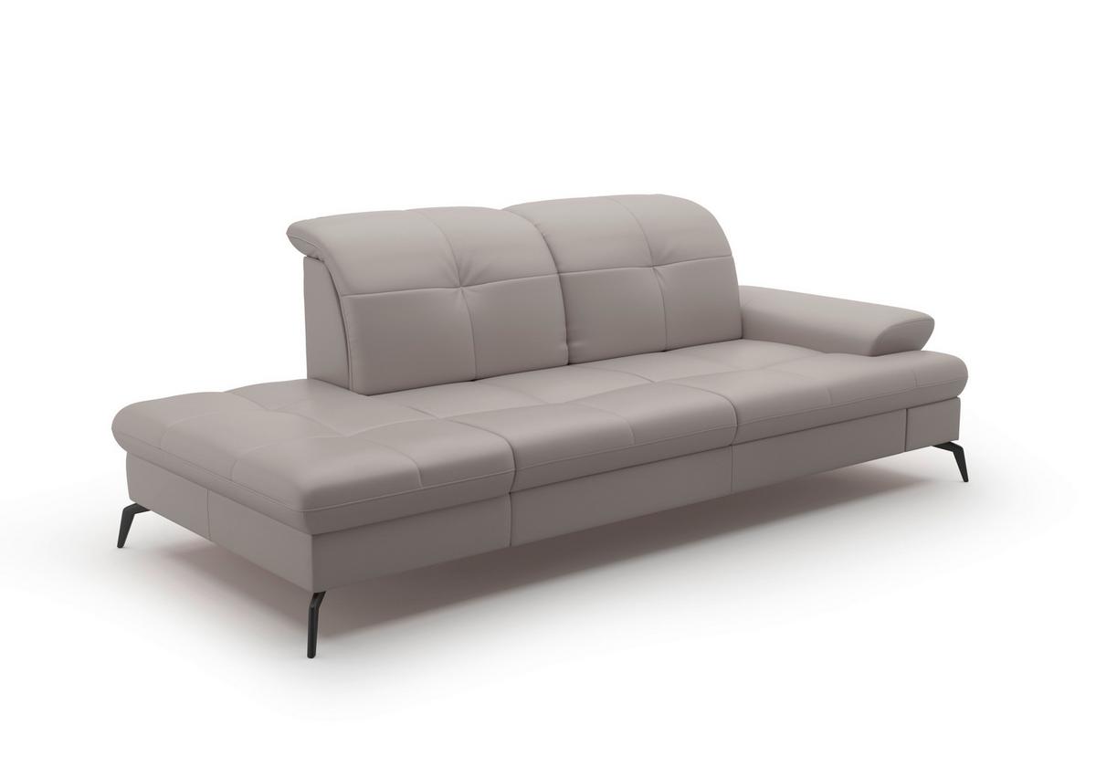 Récamiere Amica E, Hellgrau B: 231 Cm - Hellgrau/Schwarz, KONVENTIONELL, Leder (231/90/122cm) - Sit & More