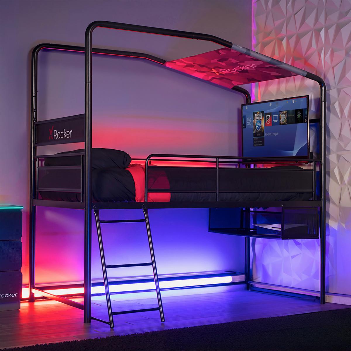 Etagenbett Schwarz, Lf: 90x190 cm - Schwarz, MODERN, Metall (90/190cm) - X Rocker