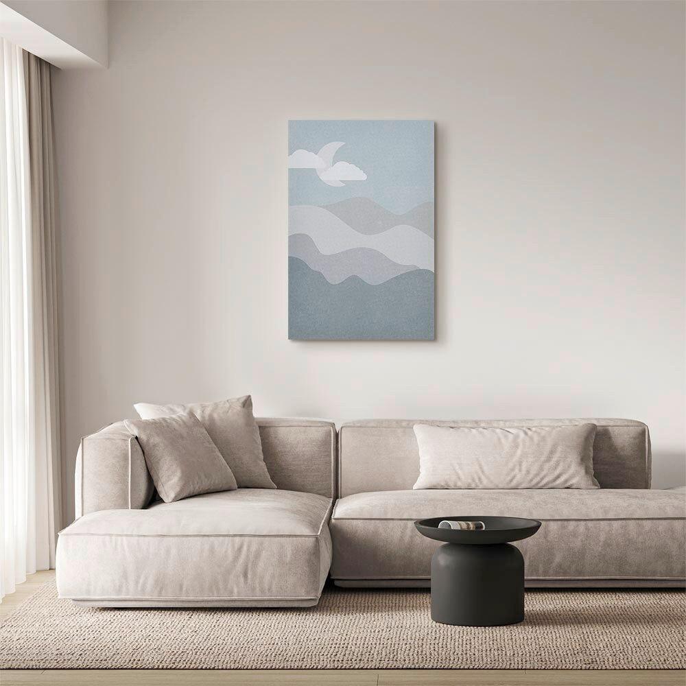 Leinwandbild Pastellblau Grauweiß B: 80 cm - Pastellblau/Grauweiß, Basics, Holz/Textil (80/120/1.2cm) - artgeist