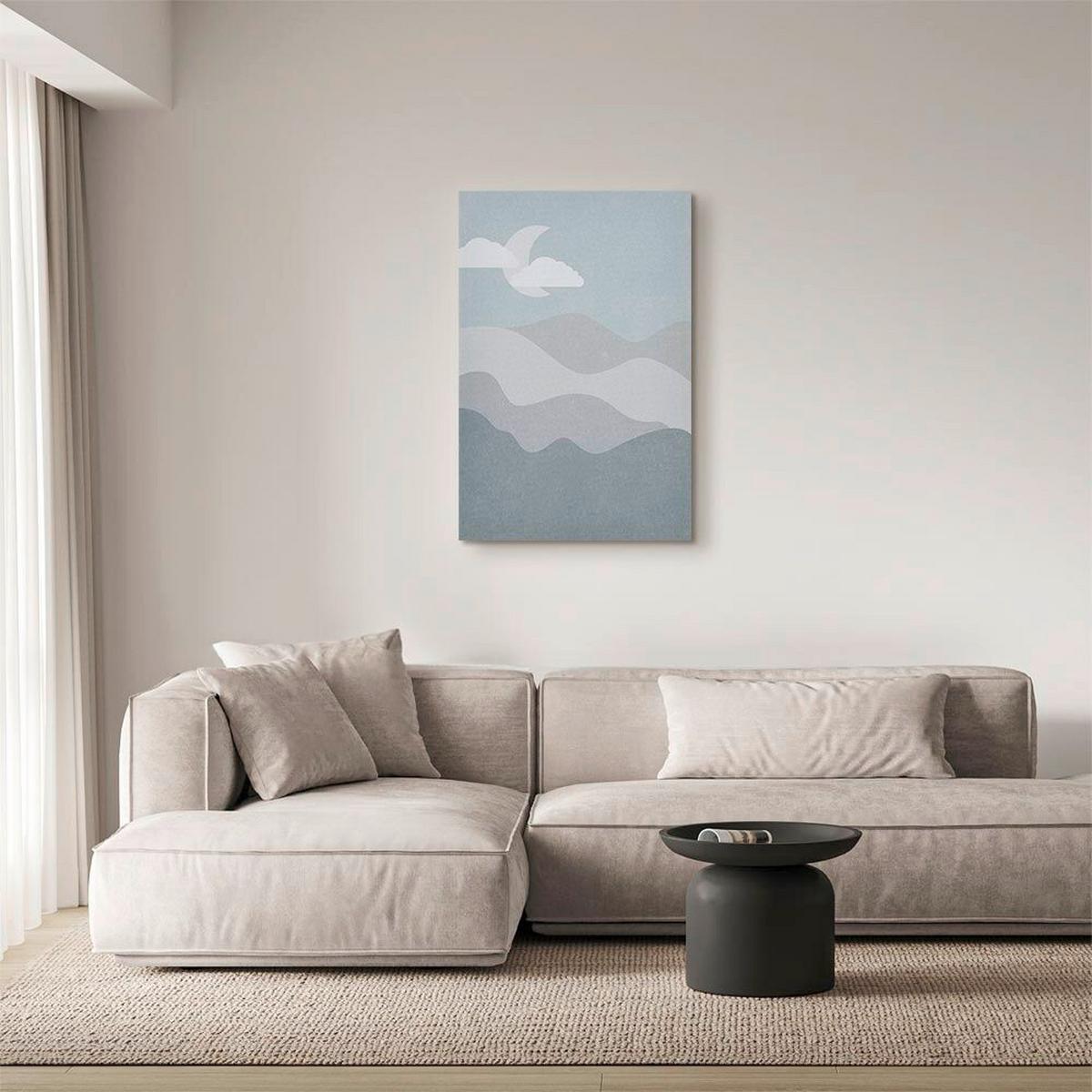 Leinwandbild Pastellblau Grauweiß B: 80 cm - Pastellblau/Grauweiß, Basics, Holz/Textil (80/120/1.2cm) - artgeist