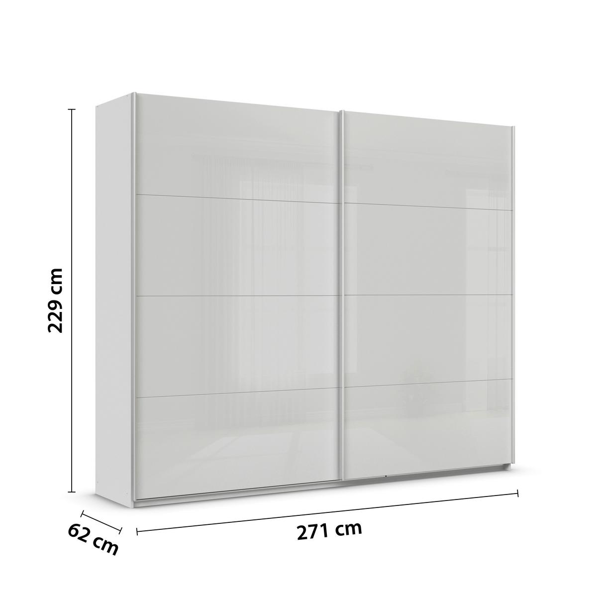 Tolóajtós Szekrény Feldkirch 271/229 Cm - világosszürke/magasfényű szürke, Modern, faalapú anyag/Üveg (271/229/62cm)