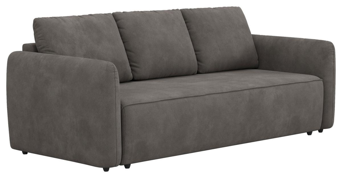 Megasofa mit Bettfunktion Flow Mikrofaser grau, B: 222cm - Schwarz/Grau, Trend, Textil (222/89/102cm) - MID.YOU