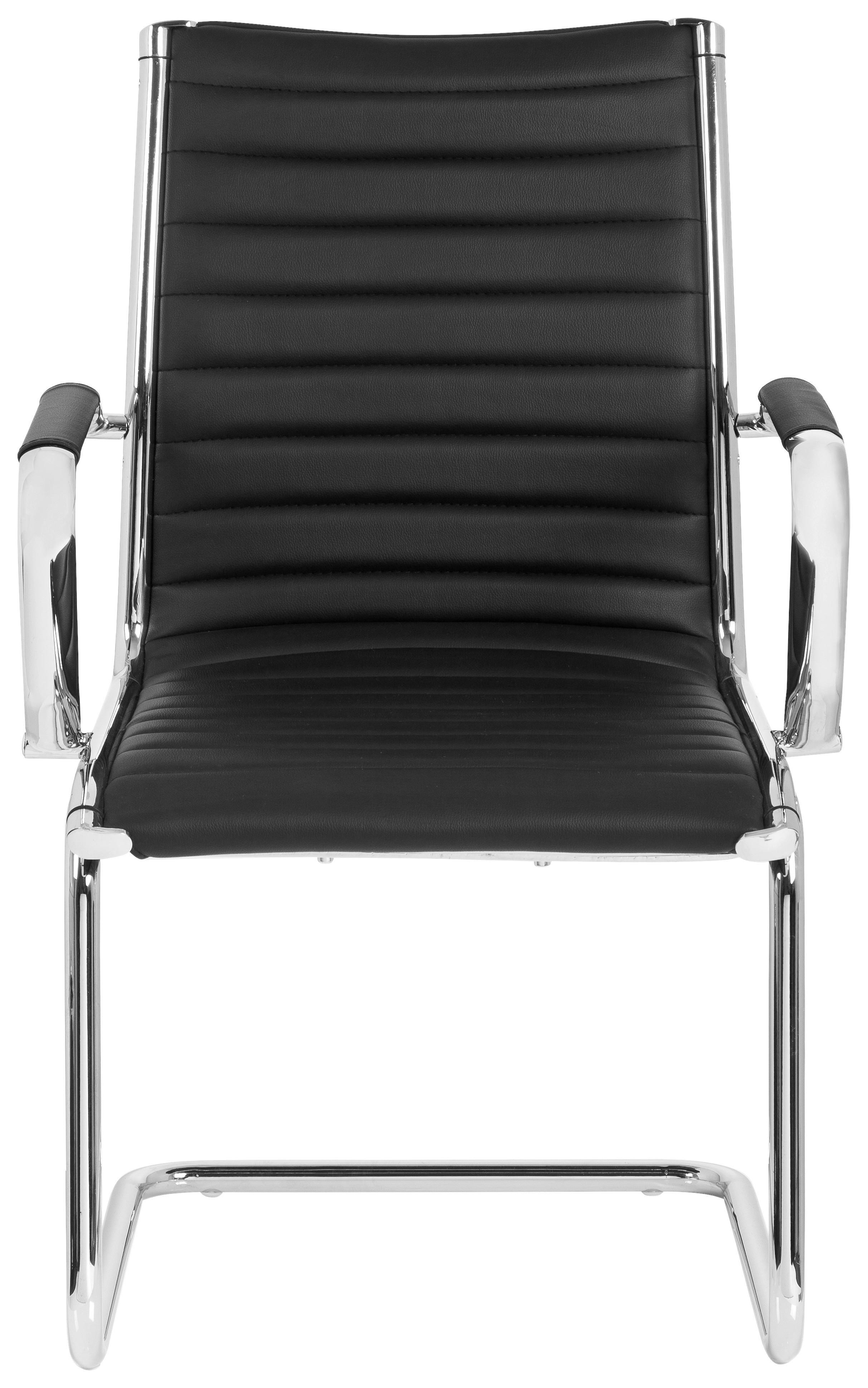 Besucherstuhl Vermona Schwarz Bis 110 Kg - Silberfarben/Schwarz, Basics, Textil/Metall (54/90/50cm) - MID.YOU