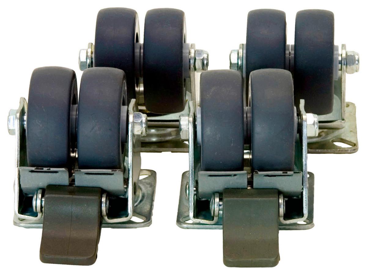 Doppellenkrollen Möbel Kunststoff, Schwarz 4--Teilig. - Anthrazit, Basics, Kunststoff/Metall - Gardenson