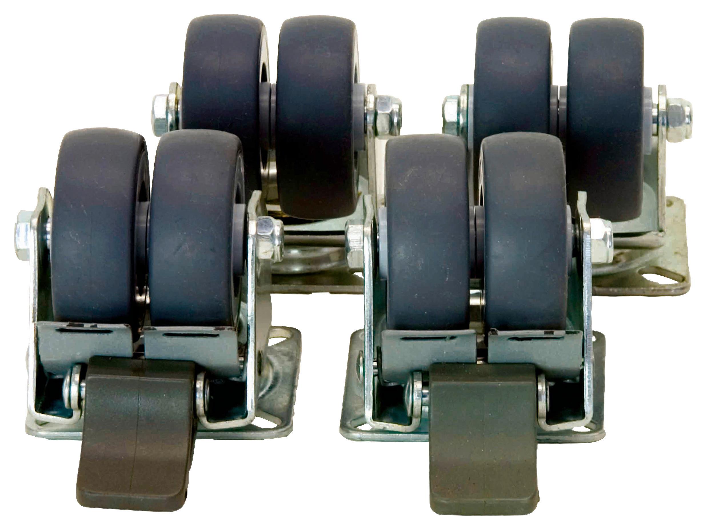 Doppellenkrollen Möbel Kunststoff, Schwarz 4--Teilig.