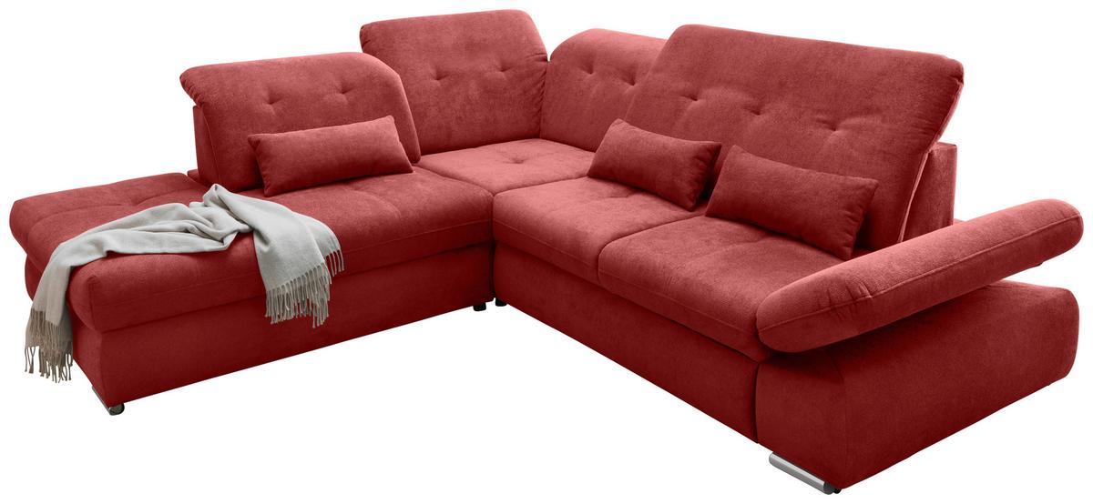 Ecksofa Dalida Rot S: 254x280 Cm - Chromfarben/Rot, MODERN, Textil (254/280cm) - Livetastic