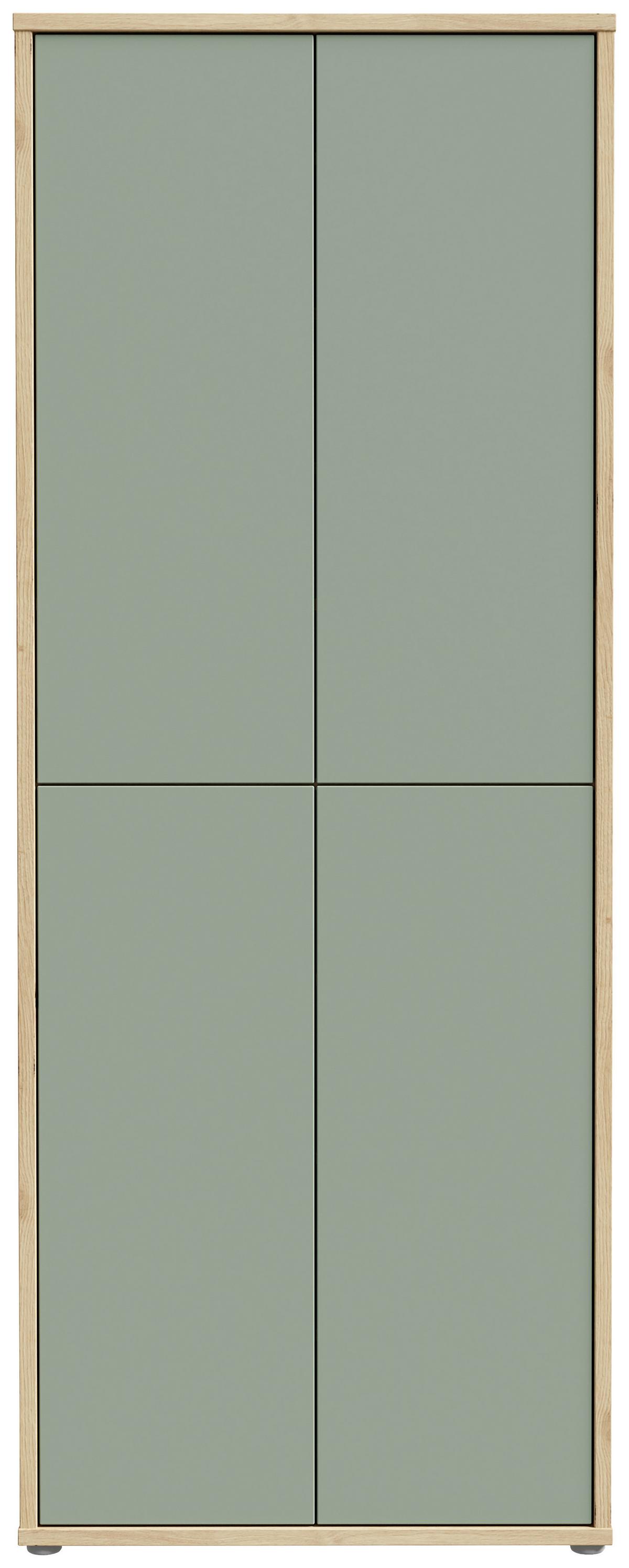 Skříň na boty, pastelově zelená/dub artisan - šedá/šalvějově zelená, Moderní, kompozitní dřevo/plast (74,5/191,9/34,9cm)