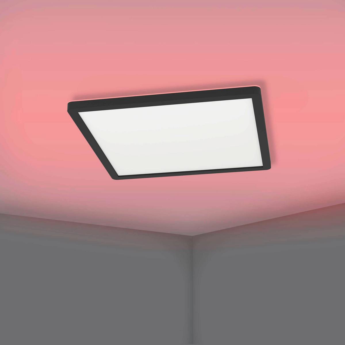 LED-Paneel Rovito-Z L: 29,5 cm mit Farbwechsler - Schwarz/Weiß, Basics (29,5/29,5/2,5cm) - Eglo