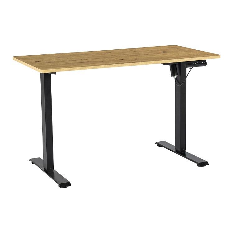 Písací stôl EMIL II - čierna/dub artisan, Modern, kov/kompozitné drevo (120/72-118/60cm) - Mömax