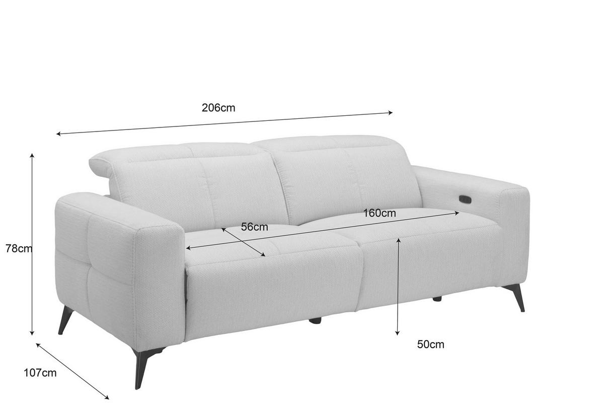 Sofa Chicago Chenille beige, B: 206cm - Beige/Schwarz, MODERN, Holz/Kunststoff (206/78/107cm)