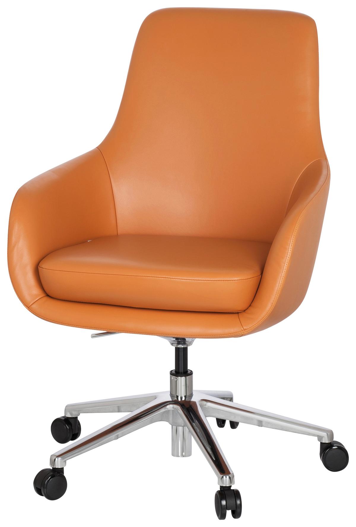 Bürostuhl Bareno Mit Armstützen Orange - Alufarben/Orange, MODERN, Leder/Kunststoff (65/104/54cm) - MID.YOU