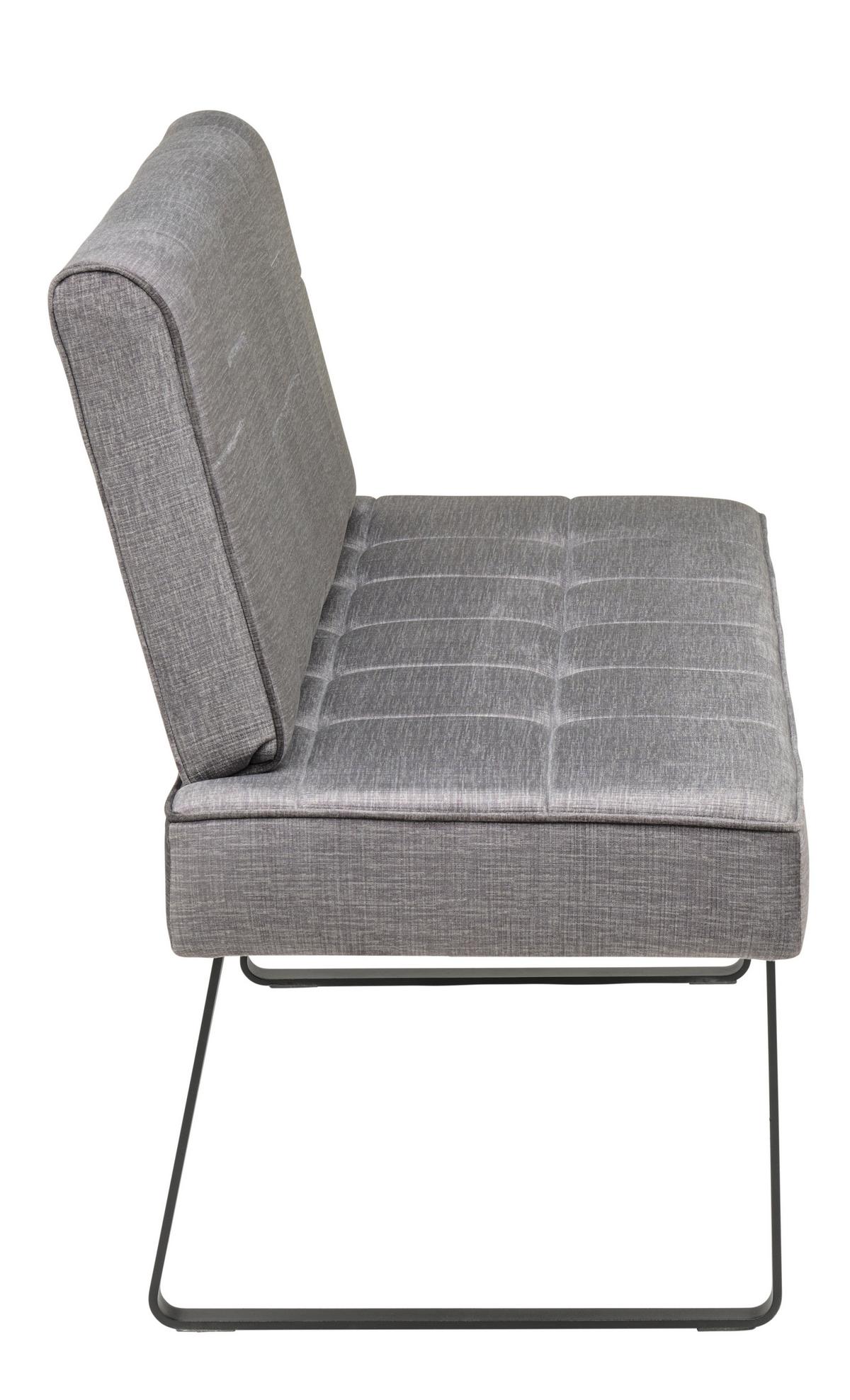 Sitzbank Tilos mit Lehne Samt dunkelgrau, B: 140 cm - Dunkelgrau/Schwarz, KONVENTIONELL, Textil/Metall (140/88/62cm) - MID.YOU