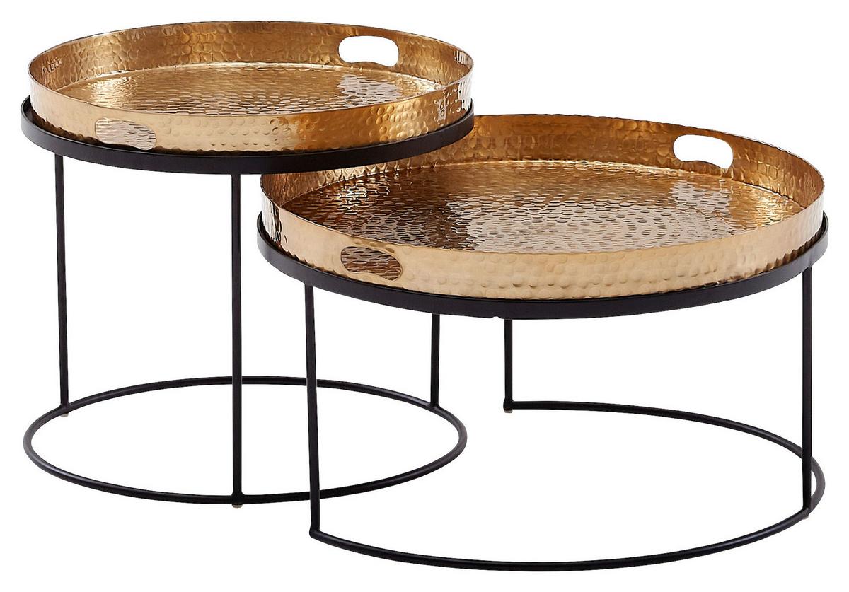 Couchtischset Wohnling Goldfarben B:46 cm - Goldfarben/Schwarz, MODERN, Metall (46/46/41cm) - MID.YOU