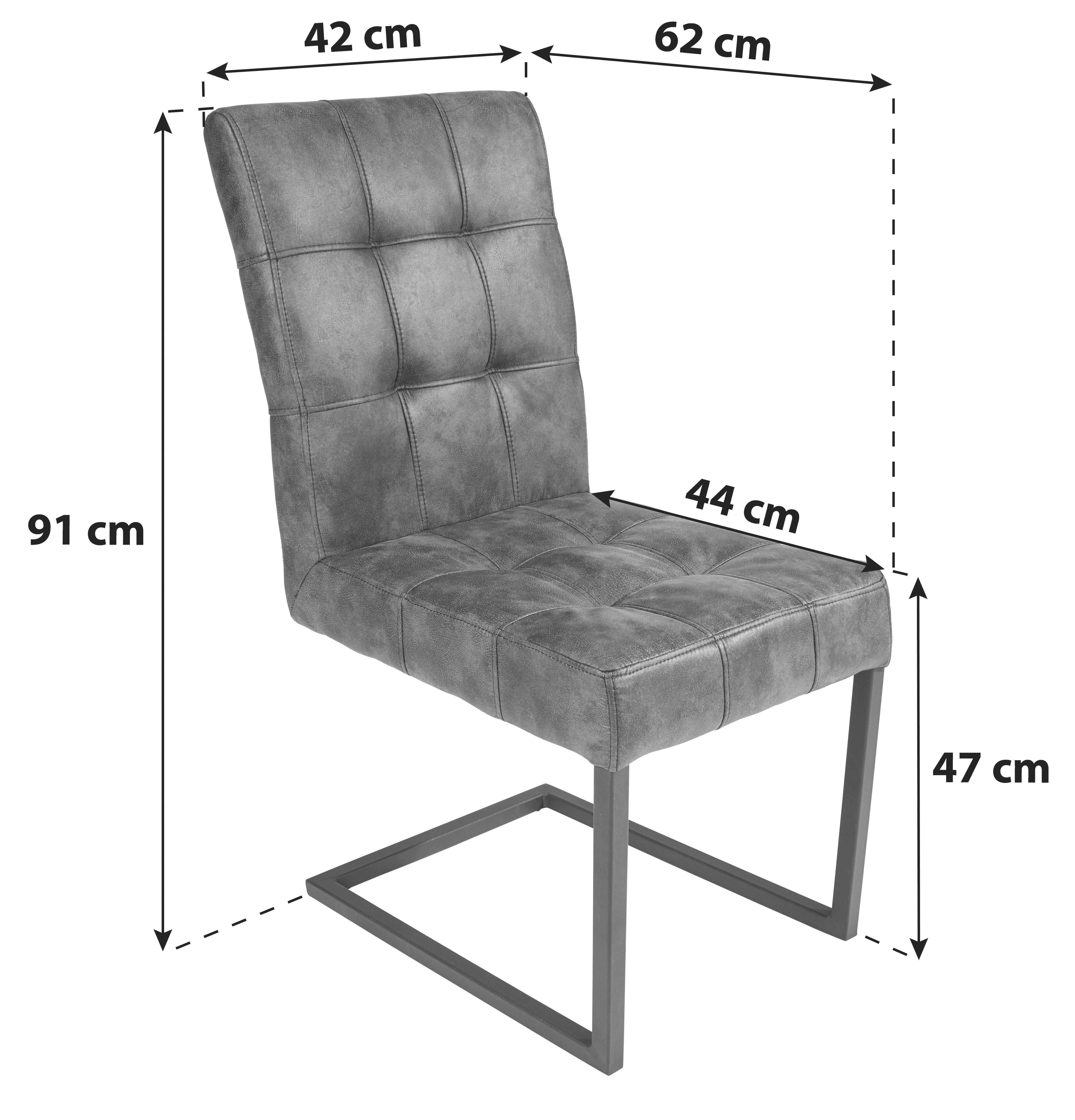 Schwingstuhl Donna S Webstoff Anthrazit Gepolstert - Anthrazit/Schwarz, MODERN, Textil/Metall (42/91/62cm)