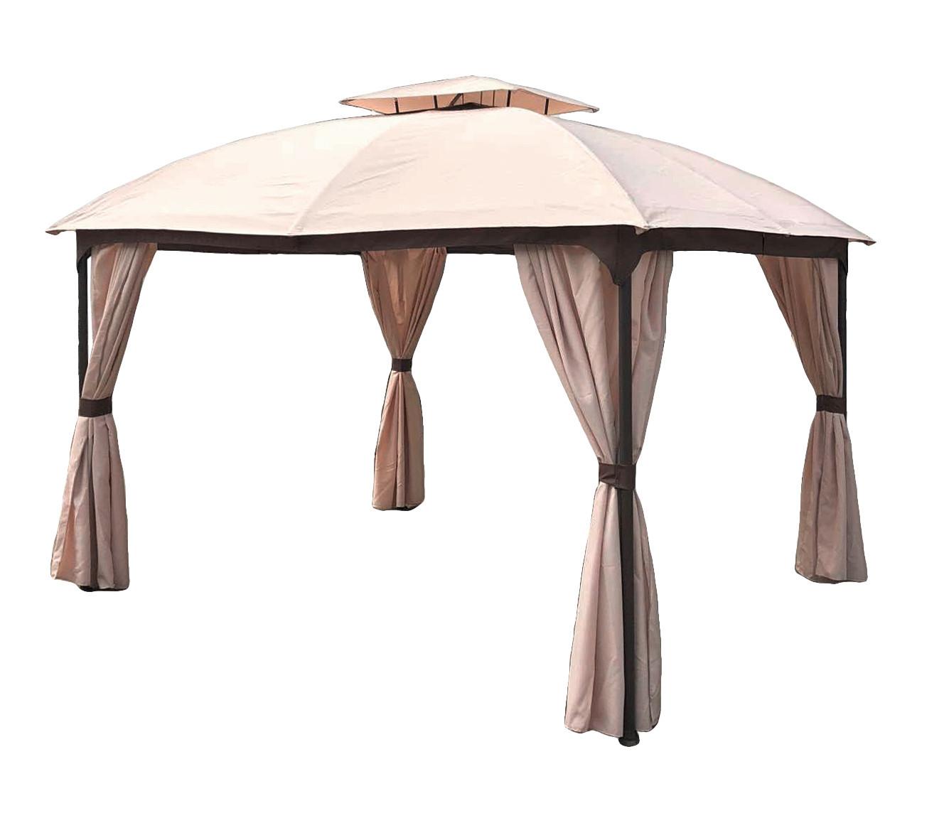 Pavillon Pires - Beige/Silberfarben, Basics, Kunststoff/Metall (360/270/300cm) - Gardenson