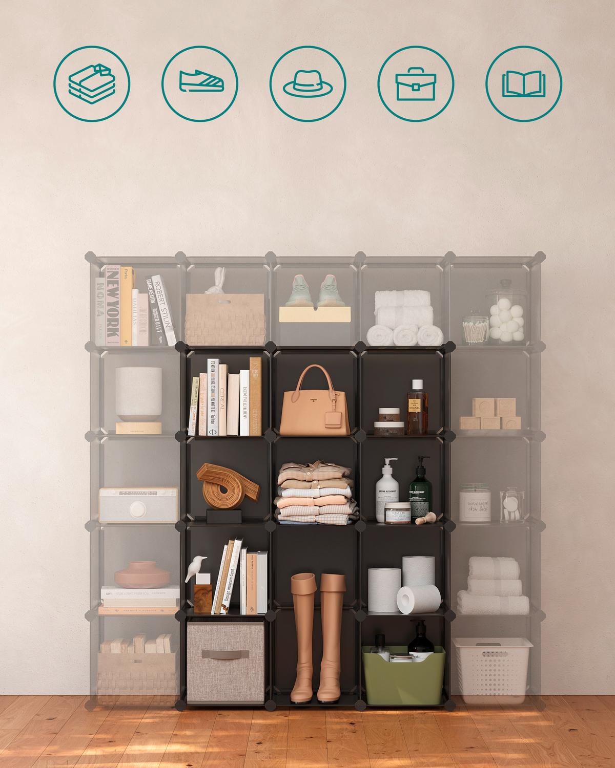 Regalkombination B: 153 Cm, Grau - Schwarz/Grau, Basics, Kunststoff/Metall (153/153/31cm) - Boxxx