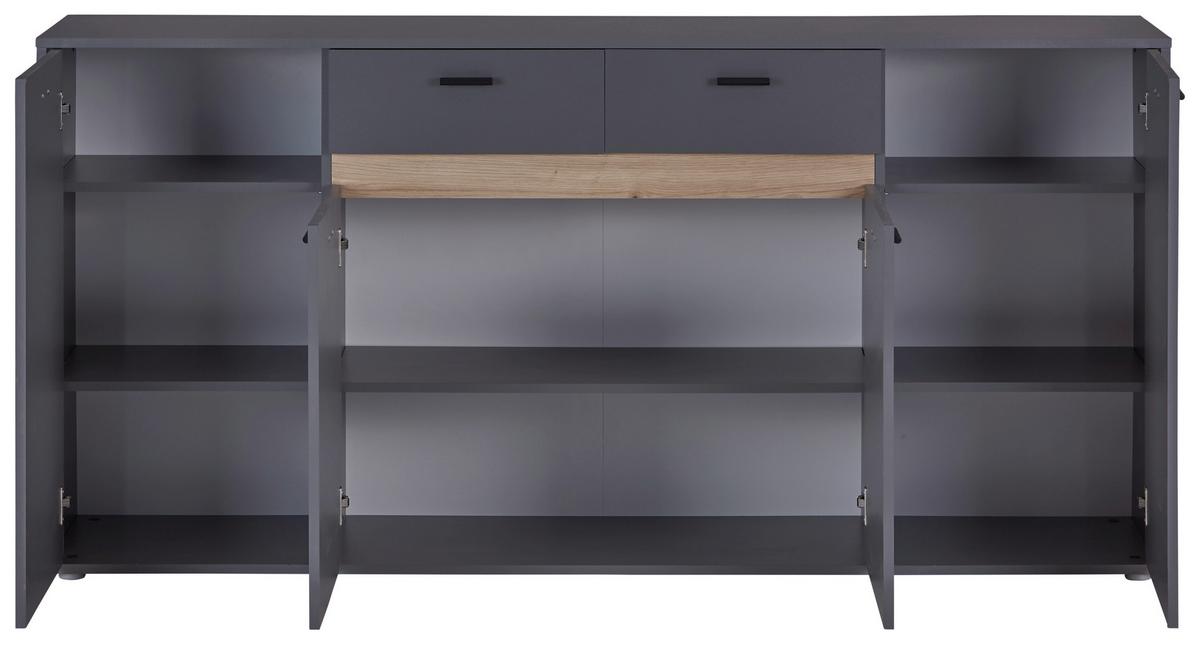Kommode mit Bügelgriff B: 183,4 cm Slot 4t Dunkelgrau - Dunkelgrau, MODERN, Holzwerkstoff (183,4/90/40cm)