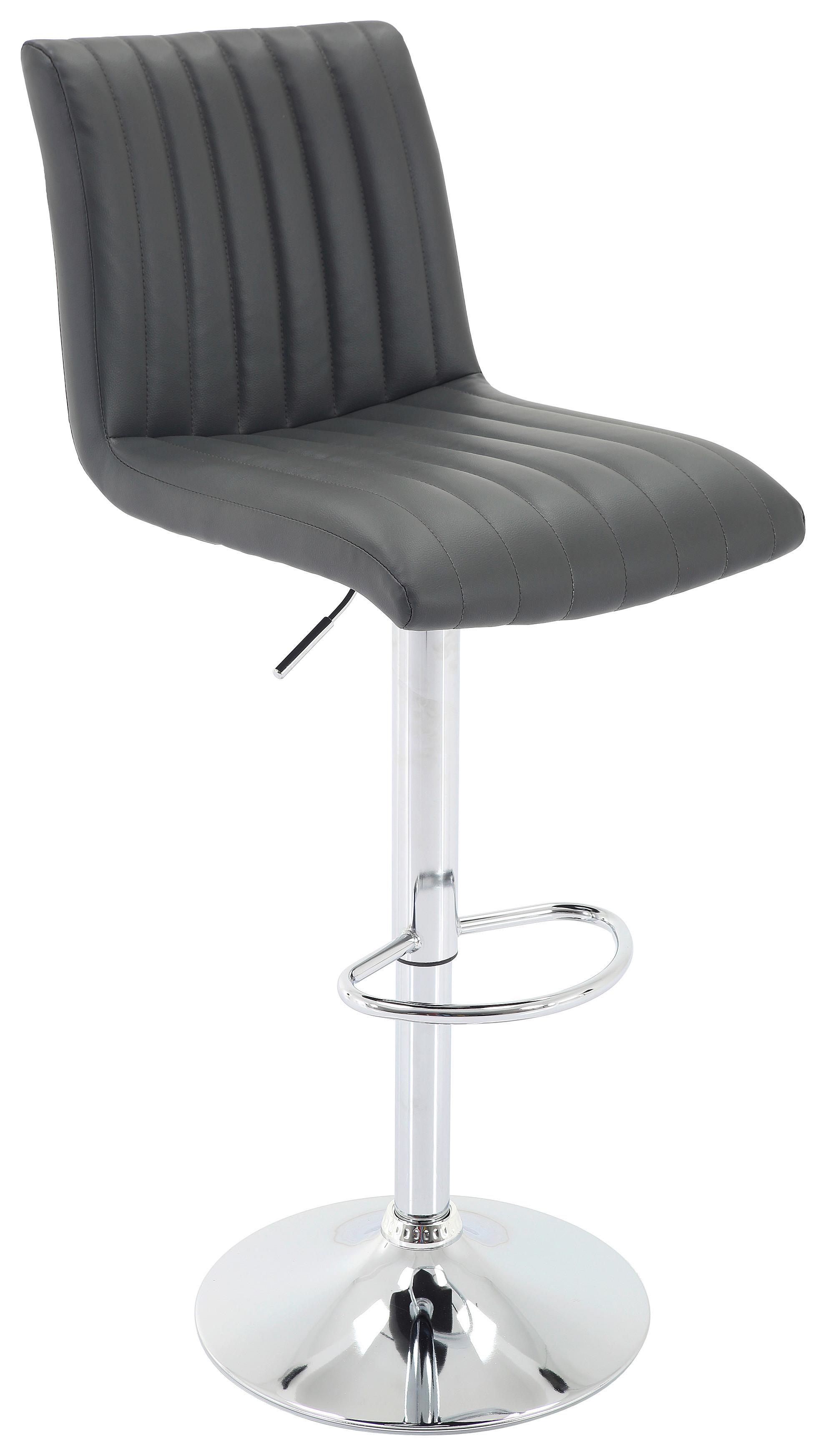 Barhocker Höhenverstellbar Mit Lehne Party Grau/chrom - Chromfarben/Grau, MODERN, Textil/Metall (43/91-112/54cm) - MID.YOU