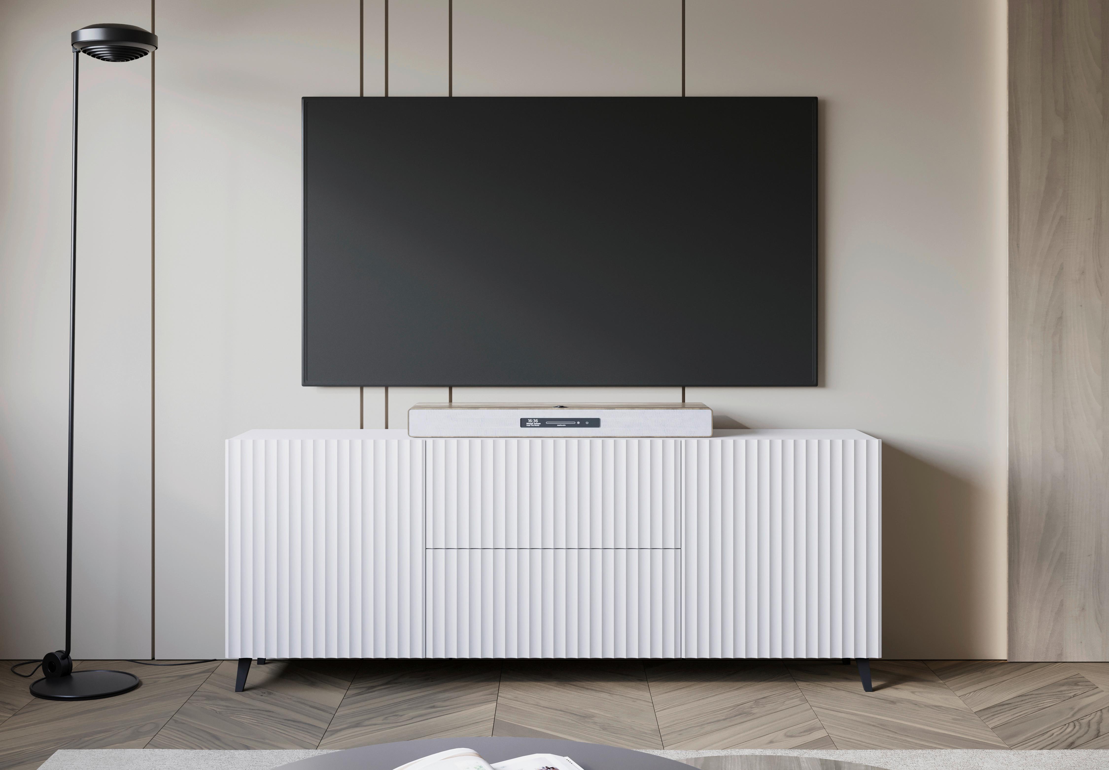 NÍZKA KOMODA PHUKET 181 - čierna/biela, Trend, kompozitné drevo/plast (180/69,4/39cm) - Livetastic