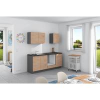 Küchenzeile Plan ohne Geräte ohne Geräte B: 200 cm - Wildeiche/Anthrazit, Design, Holzwerkstoff (200cm) - Express