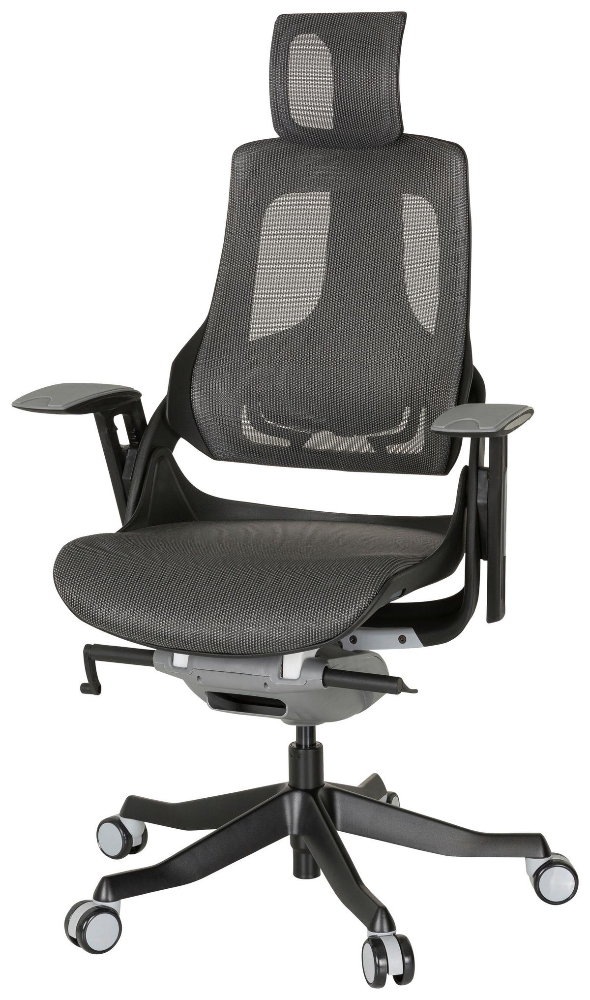 Drehstuhl Spektre Black Höhenverstellbar Grau/schwarz - Schwarz/Grau, MODERN, Kunststoff/Textil (67/116/54cm) - MID.YOU