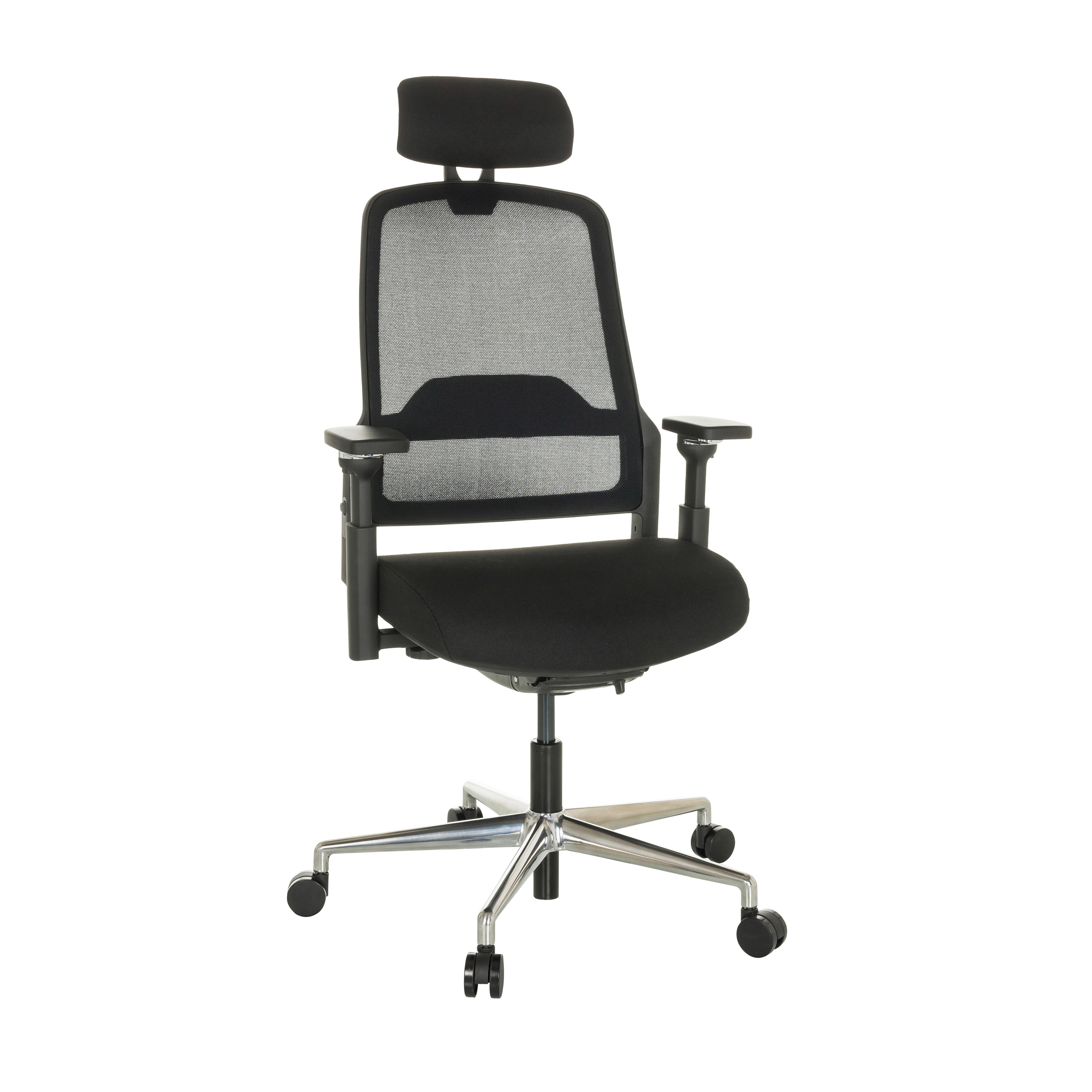 Drehstuhl Teraro Ax - Silberfarben/Schwarz, Basics, Kunststoff/Textil (65/111-126/61cm) - MID.YOU