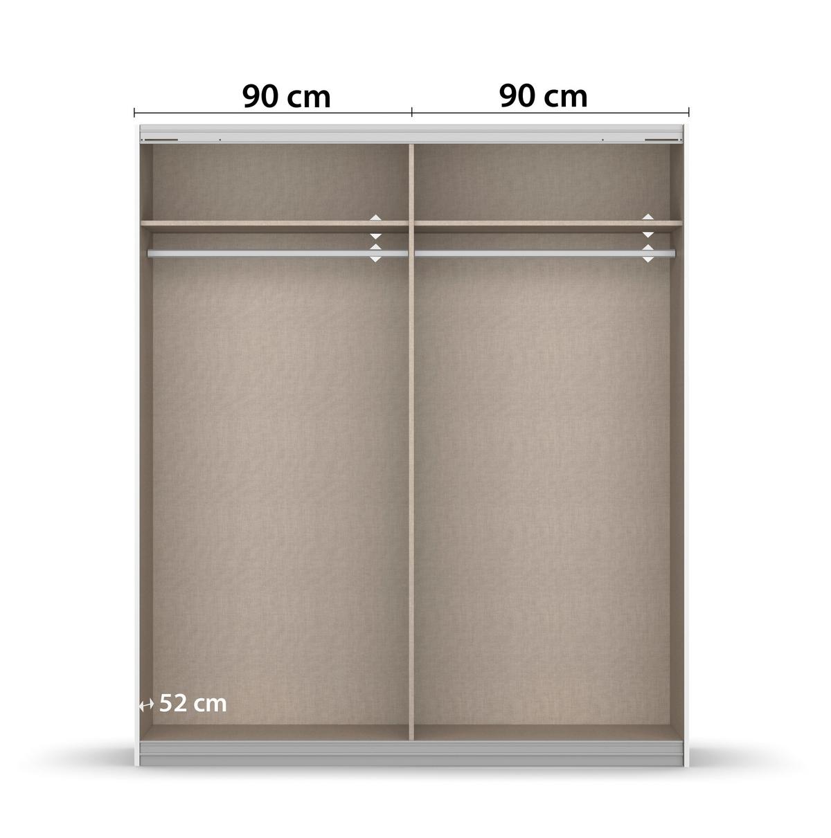 Schwebetürenschrank Mit Spiegel 181cm Belluno, Weiß Dekor - Weiß, MODERN, Holzwerkstoff (181/210/62cm) - Rauch Möbel
