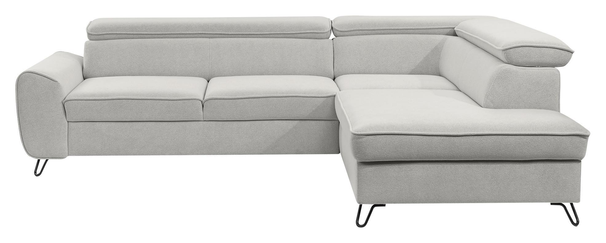Sedacia súprava IDYLLA, pravá s úložným priestorom a lôžkom - čierna/svetlosivá, Design, kov/textil (250/200cm)