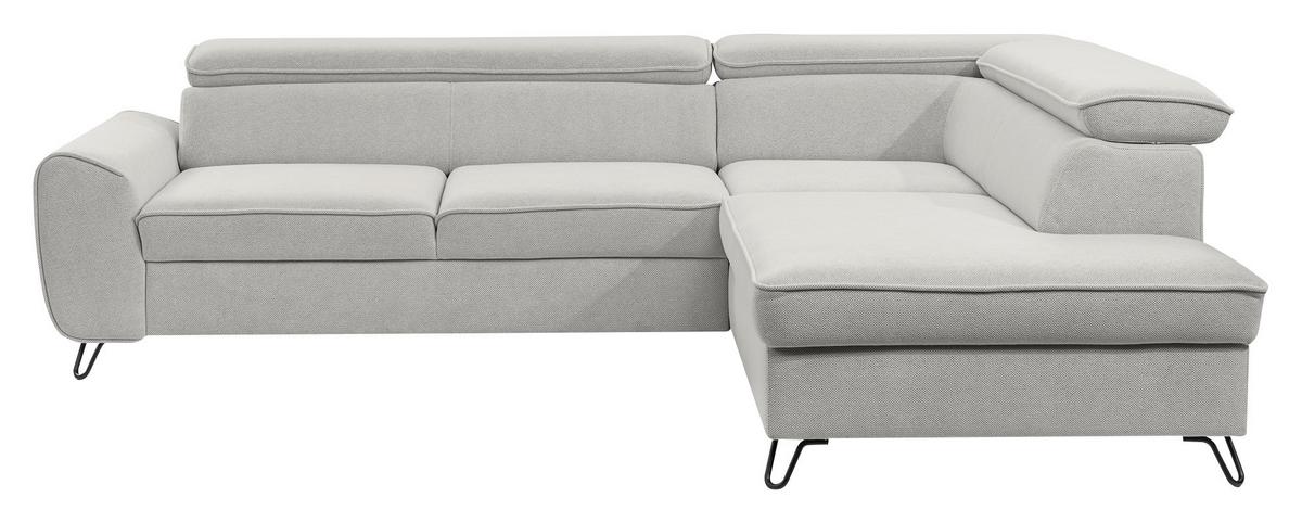 Rohová sedačka IDYLLA, pravá světle šedá,úl.prostor,lůžko - černá/světle šedá, Design, kov/textil (250/200cm)