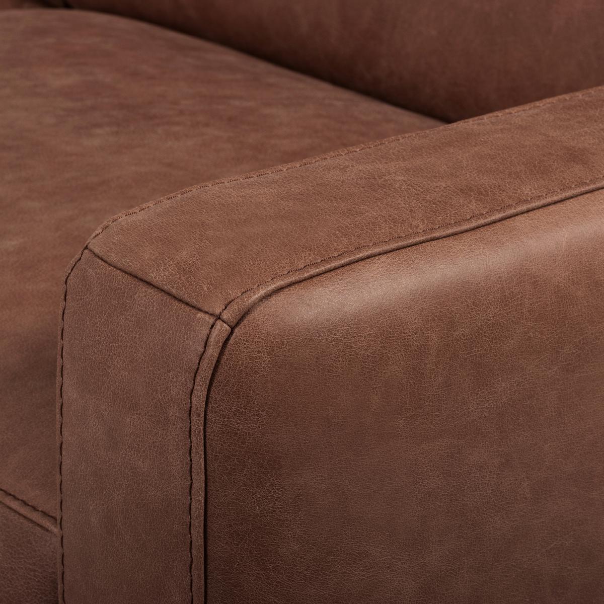 3-Sitzer-Sofa Spring, Dunkelbraun B: 187 cm - Dunkelbraun/Schwarzchrom, Design, Leder (187/85/92cm) - Livetastic