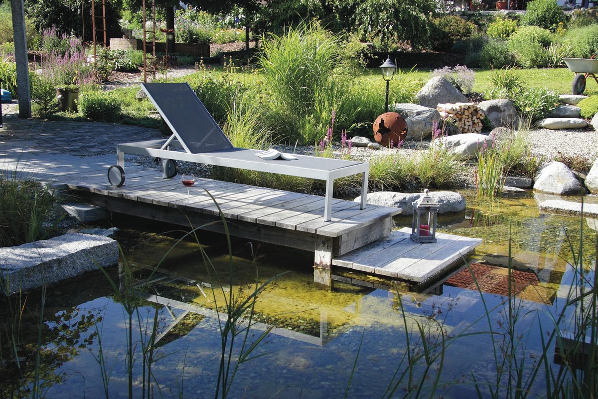 Sonnenliege Acamp Rmini Metall / Textil verstellbar - Anthrazit, Basics, Textil/Metall (60/35/198cm) - Gardenson