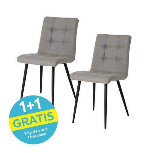 Polsterstuhl Matteo Dunkelgrau Leinenoptik - Dunkelgrau/Schwarz, MODERN, Holz/Textil (43/83/55cm) - Ondega