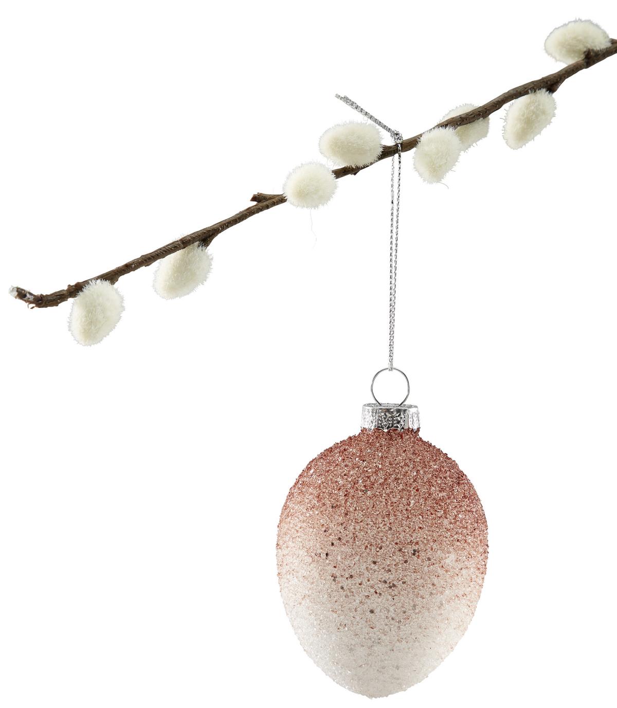 Dekofigur Ei H: 8 cm Glas / Eisen - Pink/Grün, Basics, Glas/Metall (6/8cm) - Luca Bessoni