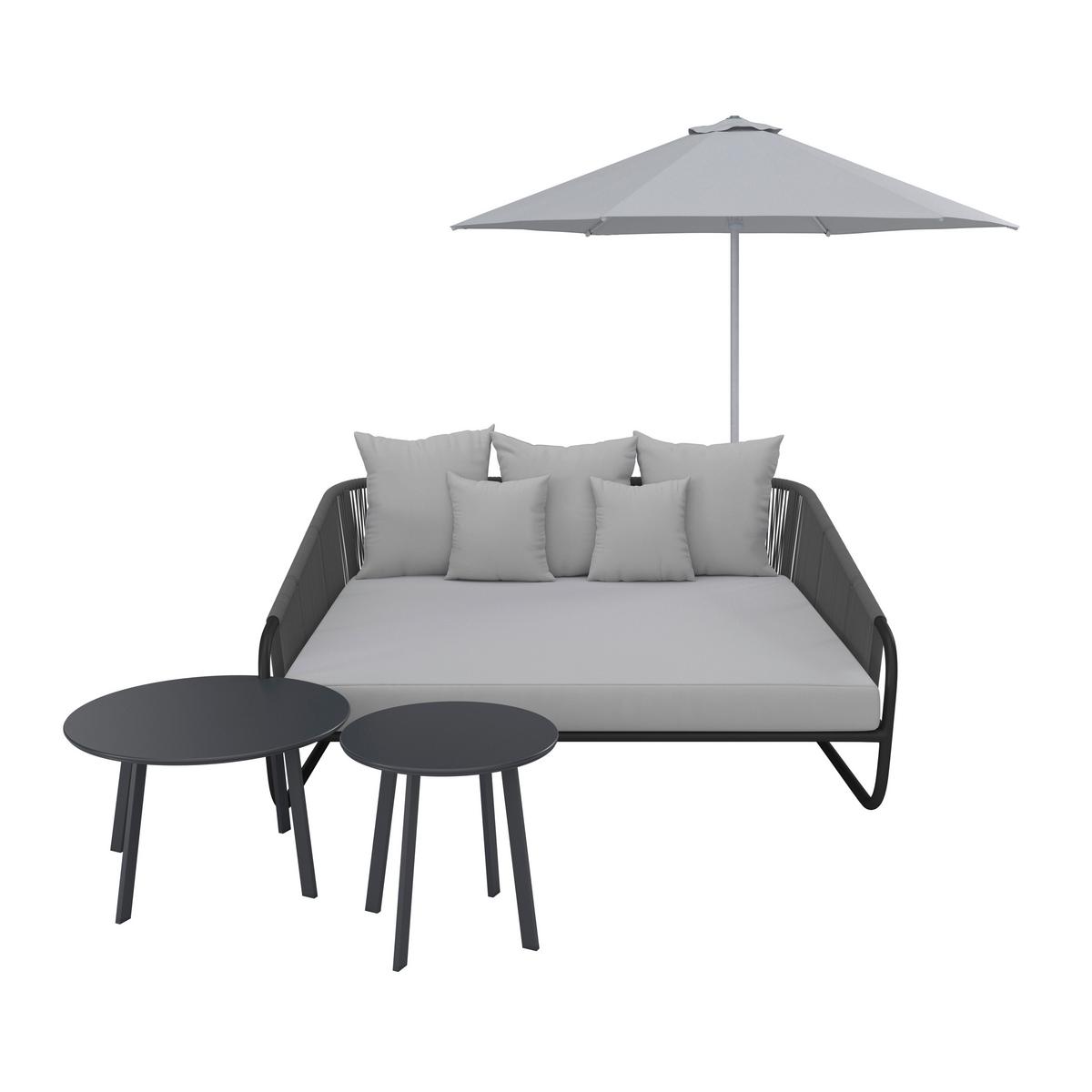 Sonneninsel Alicante - Schwarz/Grau, MODERN, Kunststoff/Textil (178/74/175cm) - Beldano