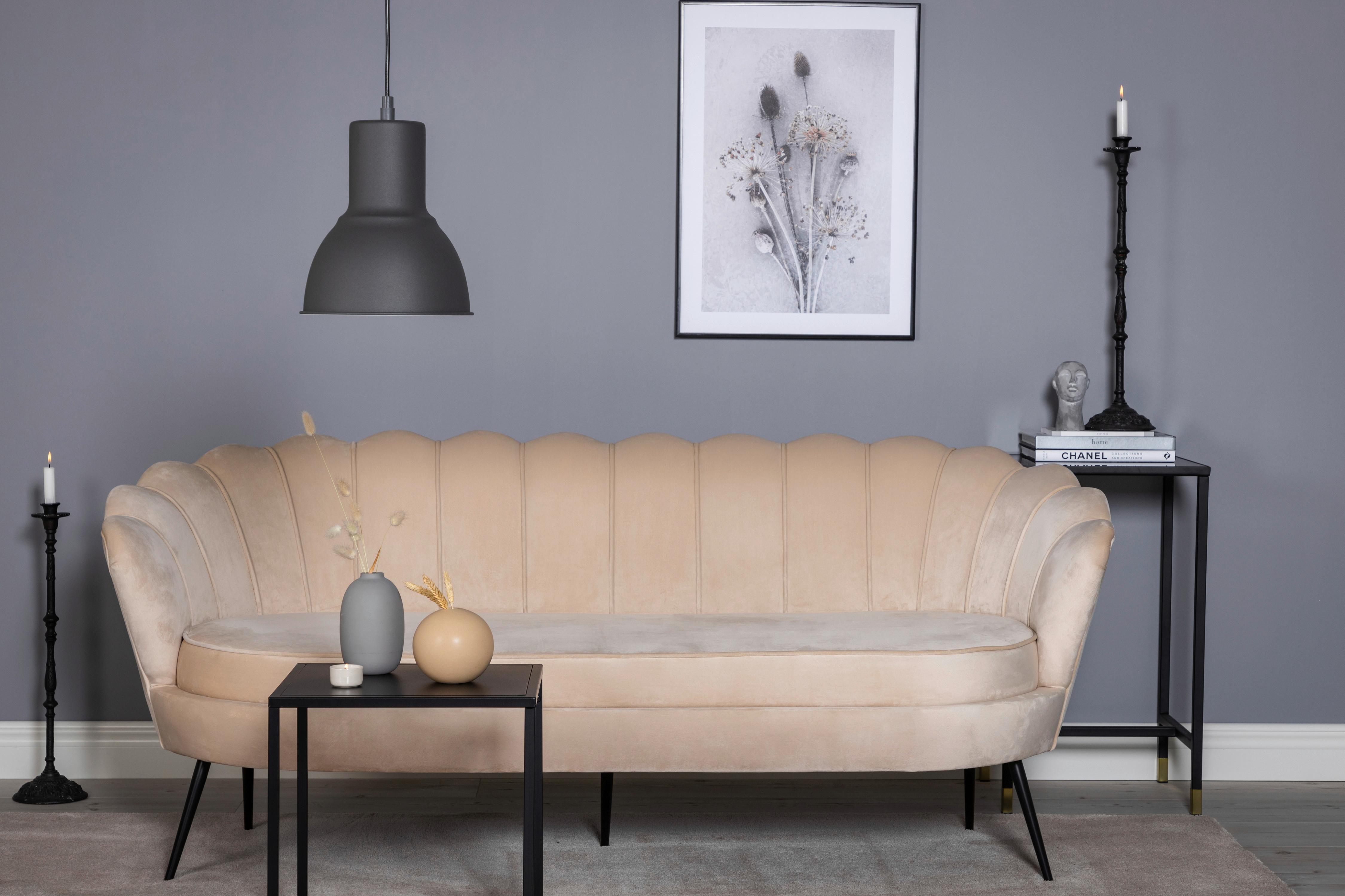2-sitzer-sofa Calais - Beige/Schwarz, Design, Textil/Metall (180/78.5/78cm) - Livetastic