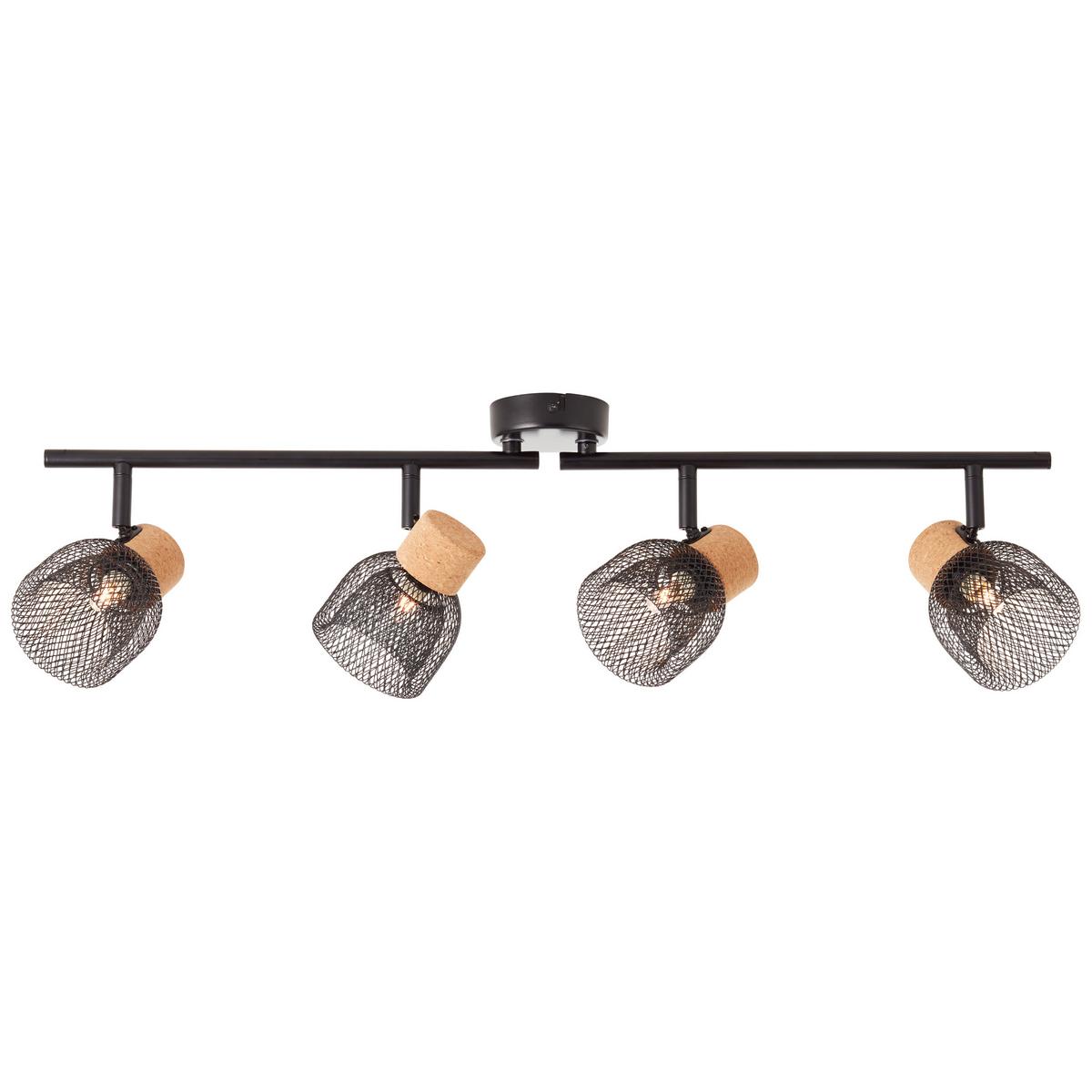 Deckenleuchte Flaka Schwenkbar - Schwarz, Natur, Holz/Metall (16,5/76,5/9cm) - Brilliant