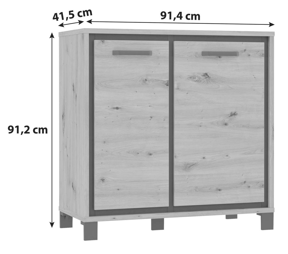 Kommode B 91,4 Cm Trondheim, Eiche Dekor/schwarz - Eichefarben/Schwarz, MODERN, Holzwerkstoff/Kunststoff (91,4/91,2/41,5cm) - MID.YOU