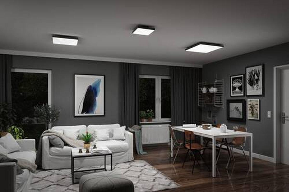 Led-paneel L: 29,5 Cm Dimmbar - Schwarz, Basics, Metall (29,5/29,5/6,4cm) - Paulmann