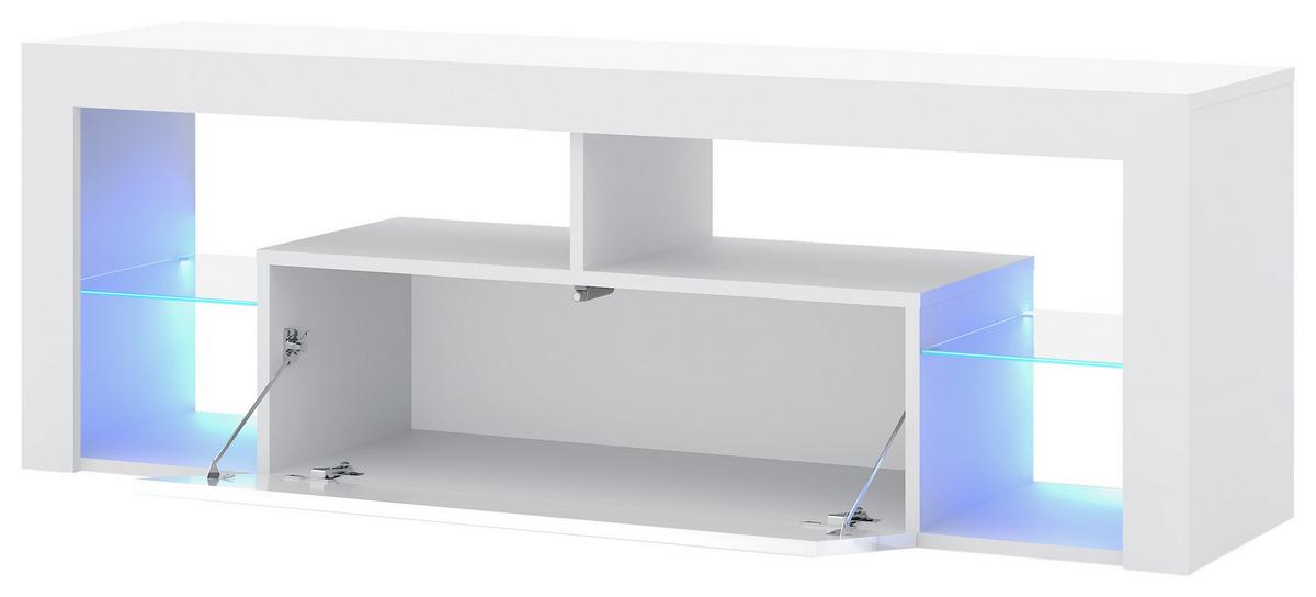 Lowboard Everest 140 Led - Schwarz/Weiß, Design, Glas/Holzwerkstoff (140/50,5/35cm) - Livetastic