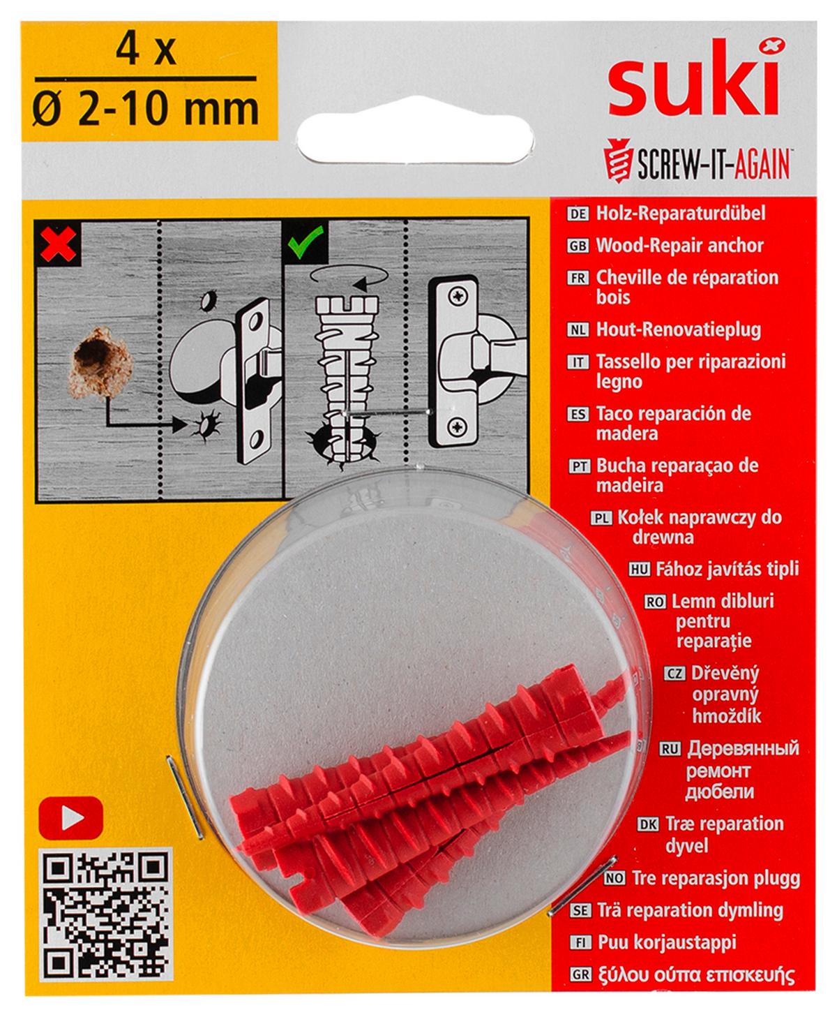 Dübel-Set Screw It Again 4--Teilig. Ø 2-10 mm für Holz - Rot, Basics, Kunststoff (2/11,4/14cm) - Suki