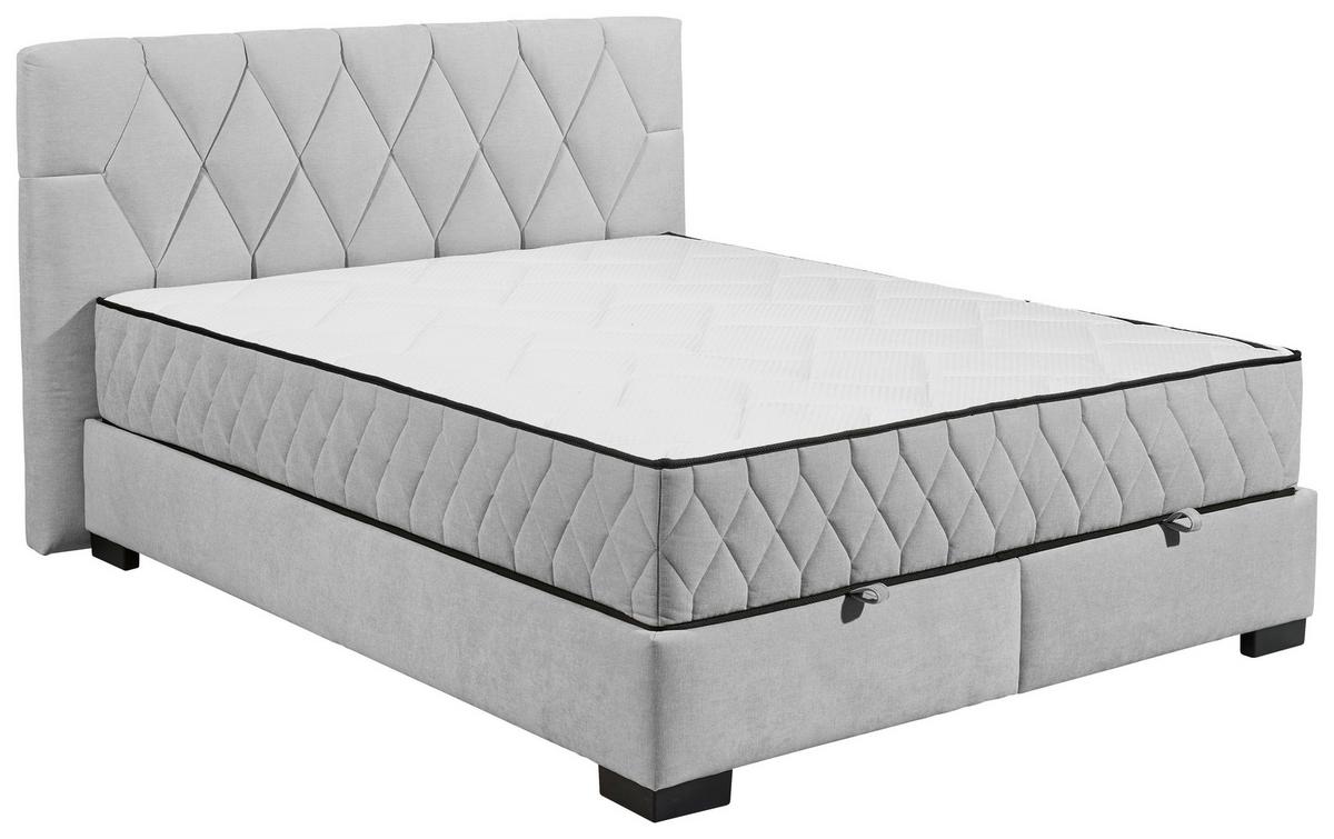 Boxbett Nagol B - Hellgrau/Schwarz, MODERN, Holzwerkstoff/Textil (160/200cm) - MID.YOU