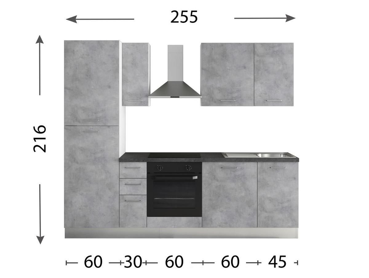 Kühlschrank Gardena B: 255 cm Grau - MODERN (255cm) - MID.YOU