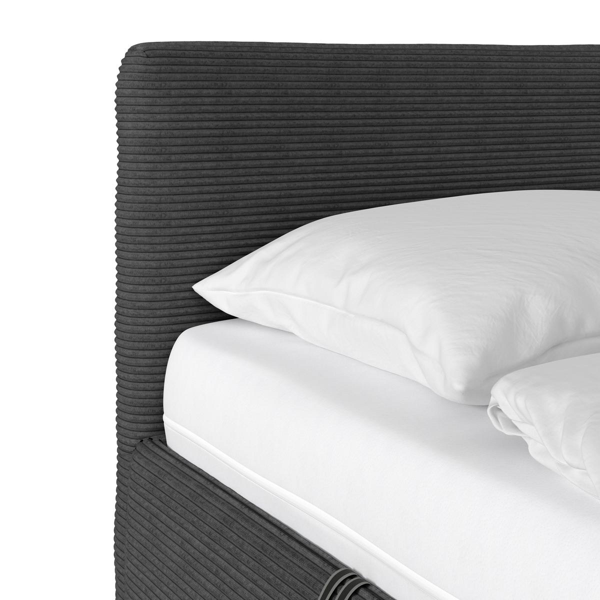 Polsterbett Lesia - Chromfarben/Dunkelgrau, KONVENTIONELL, Holzwerkstoff/Textil (180/200cm)