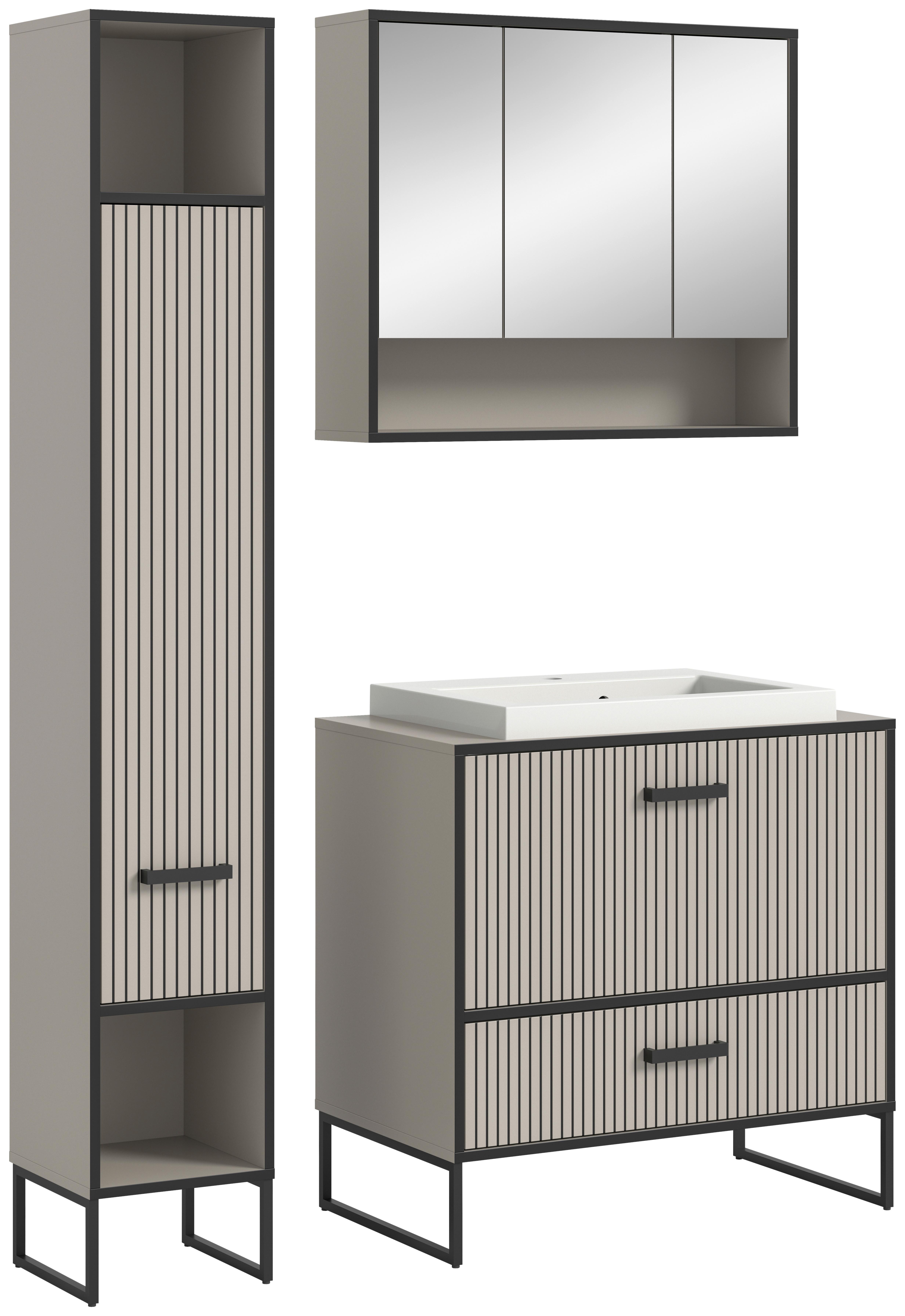 Badezimmer Bagno Schwarz/kaschmir B:110cm - Kaschmir/Schwarz, MODERN, Holzwerkstoff (110cm) - MID.YOU